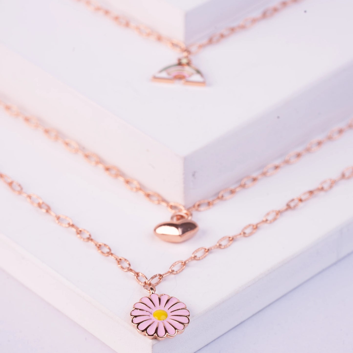 925 Sterling Silver | Triple Charm Layered Necklace