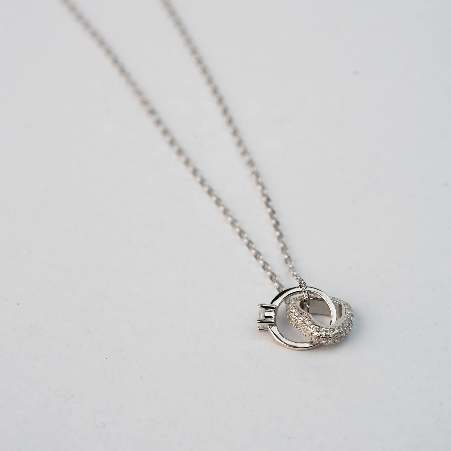 925 Sterling Silver | Silver Heart Ring Pendant with Link Chain