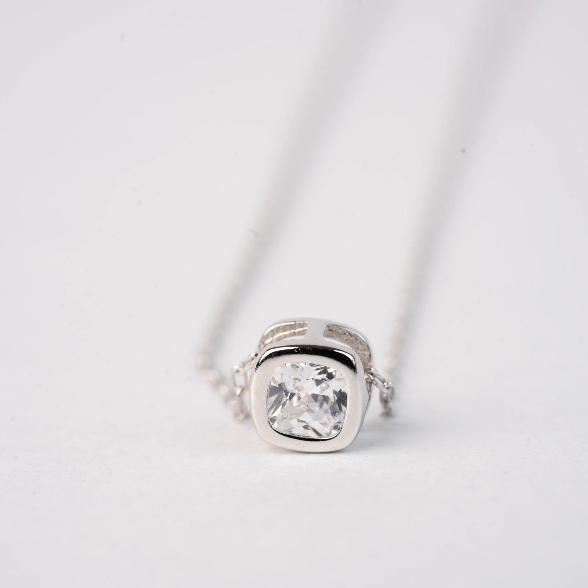 Silver Baguette Pendant with Chain