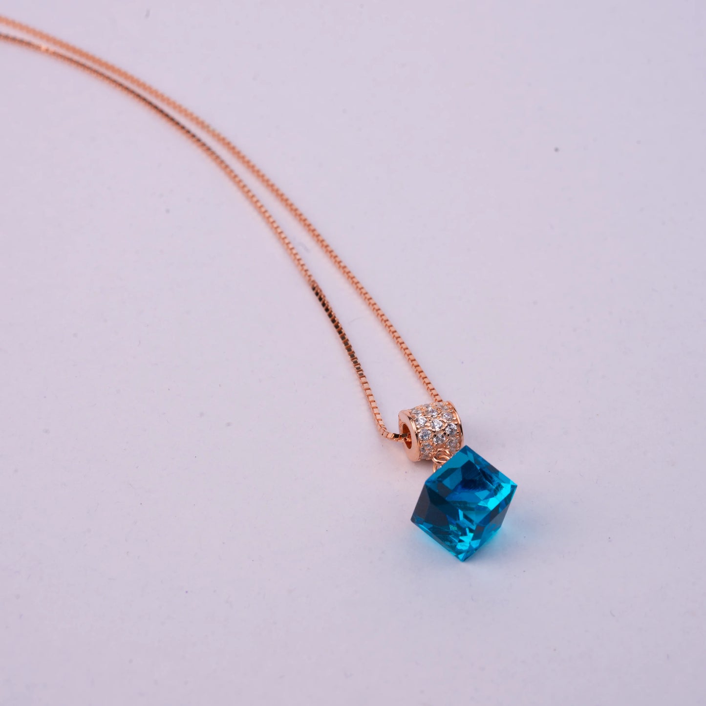 925 Sterling Silver | Radiance Blue Stone Pendant with Box Chain