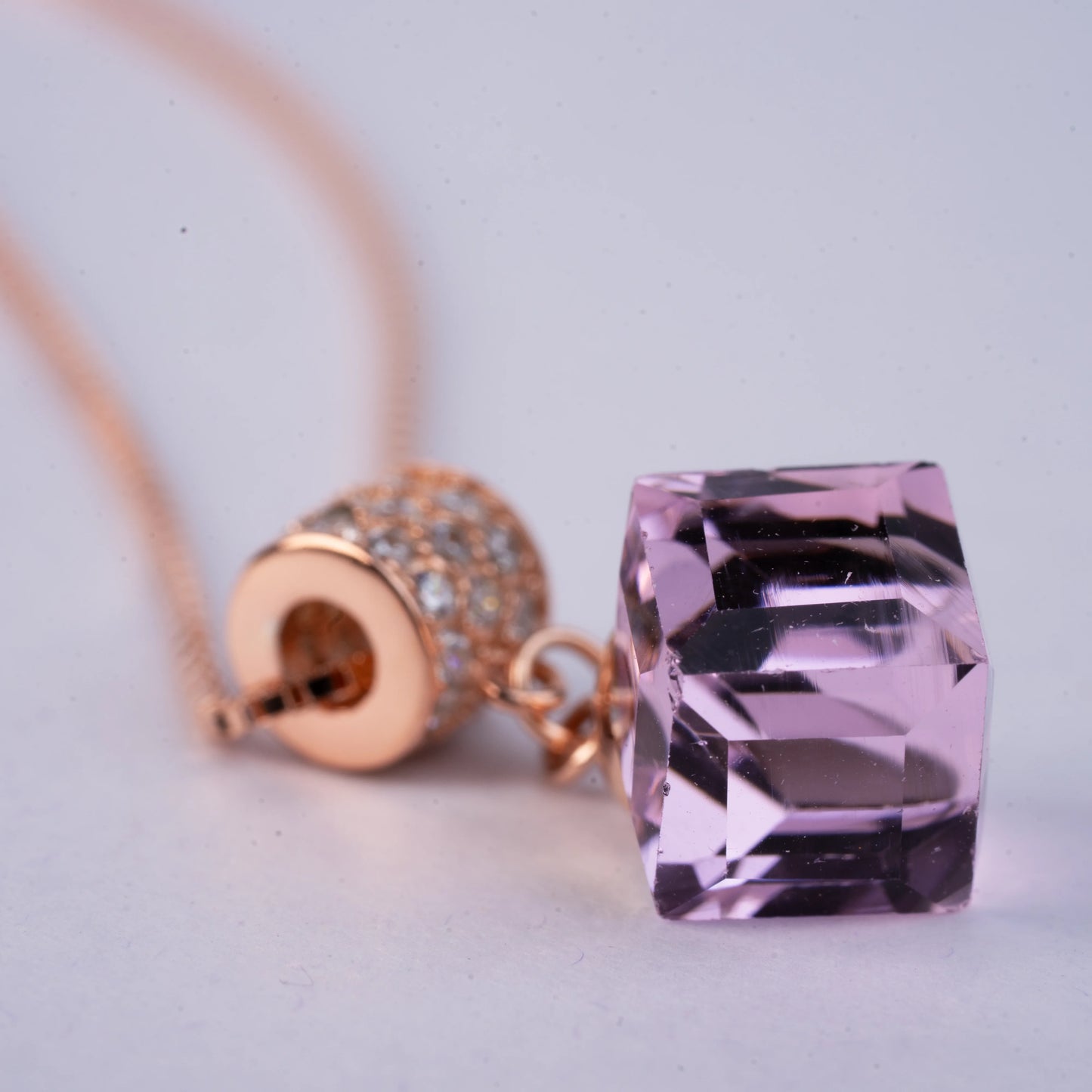 925 Sterling Silver | Radiance Rose Stone Pendant with Box Chain