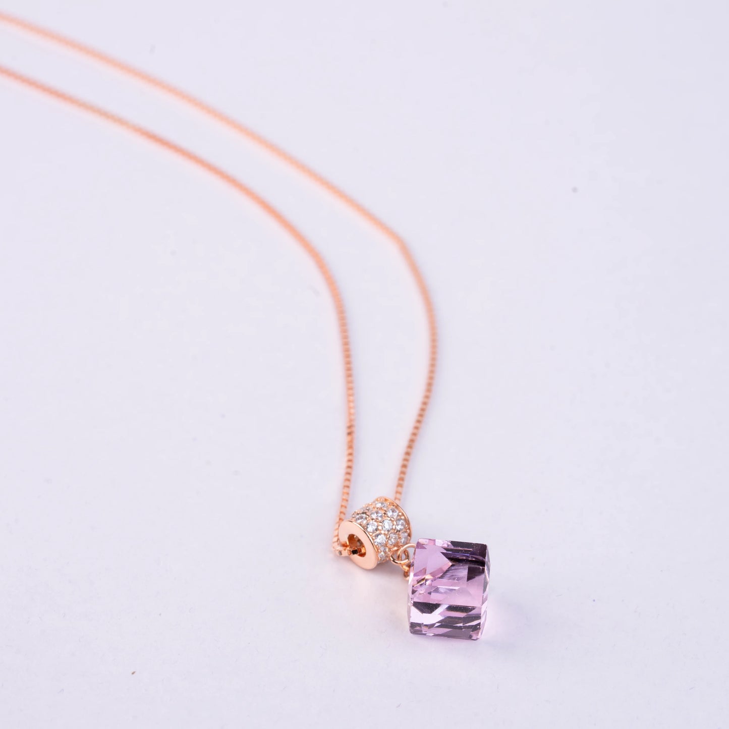 925 Sterling Silver | Radiance Rose Stone Pendant with Box Chain