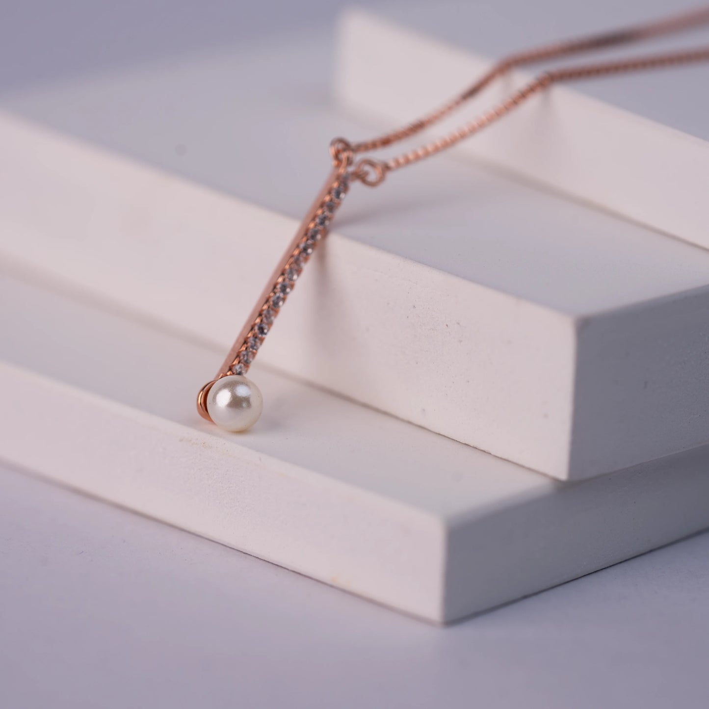 925 Sterling Silver | Pearl Wand Pendant with Box Chain