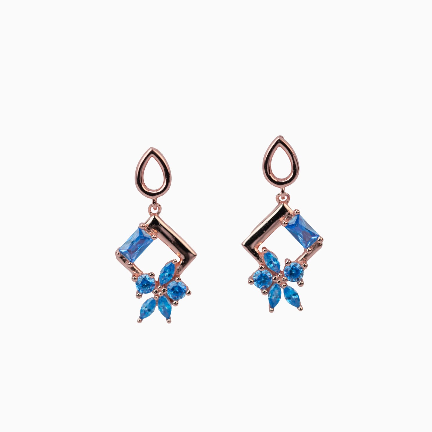 925 Sterling Silver | Crystal Cascade Earrings (Blue)