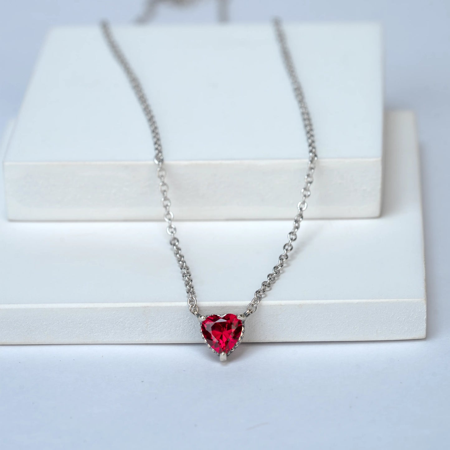 925 Sterling Silver | Heart of Ruby Necklace