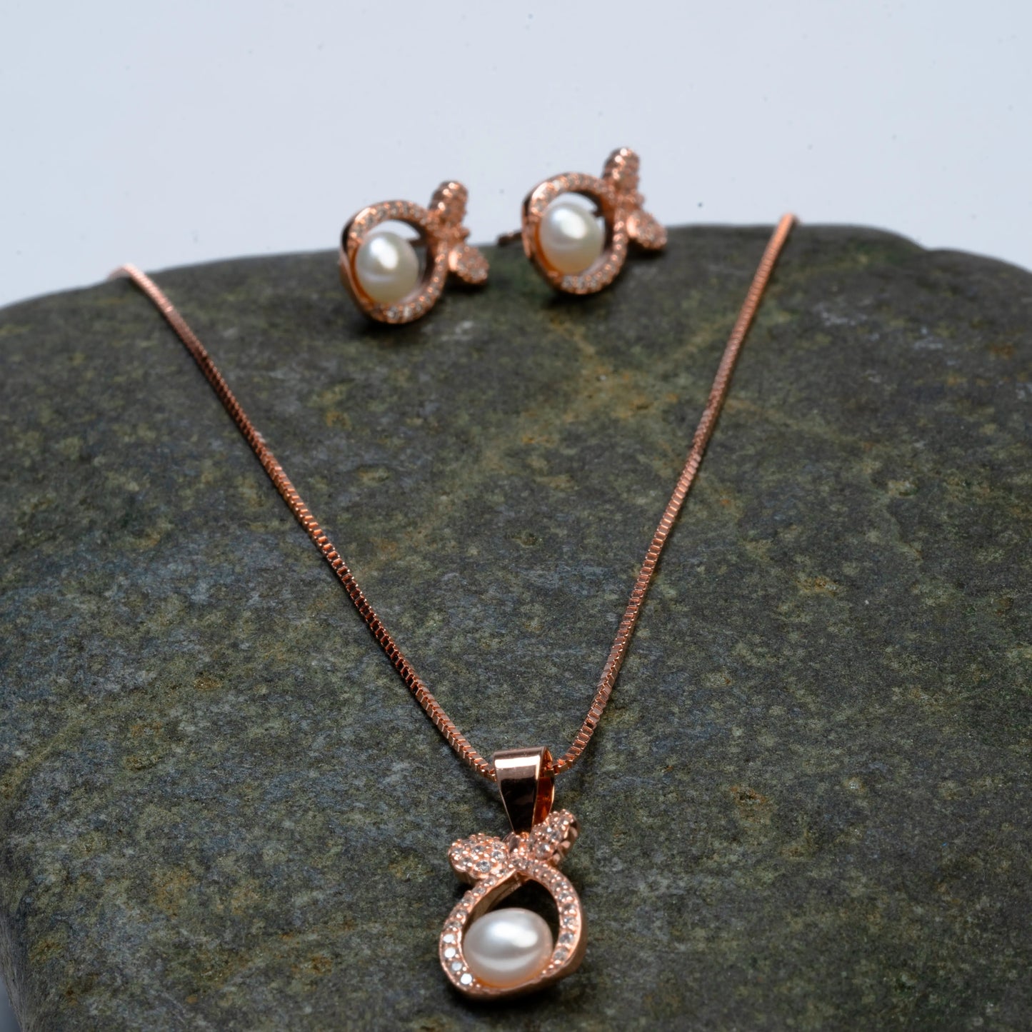 925 Sterling Silver | Bow-Tied Pearl Set