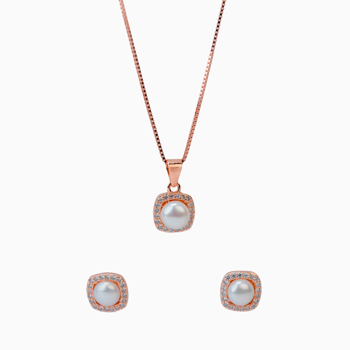 925 Sterling Silver | Pearl Luster Set of Earring and a Pendant with Chain