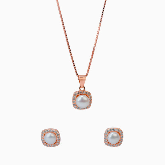 925 Sterling Silver | Pearl Luster Set of Earring and a Pendant with Chain