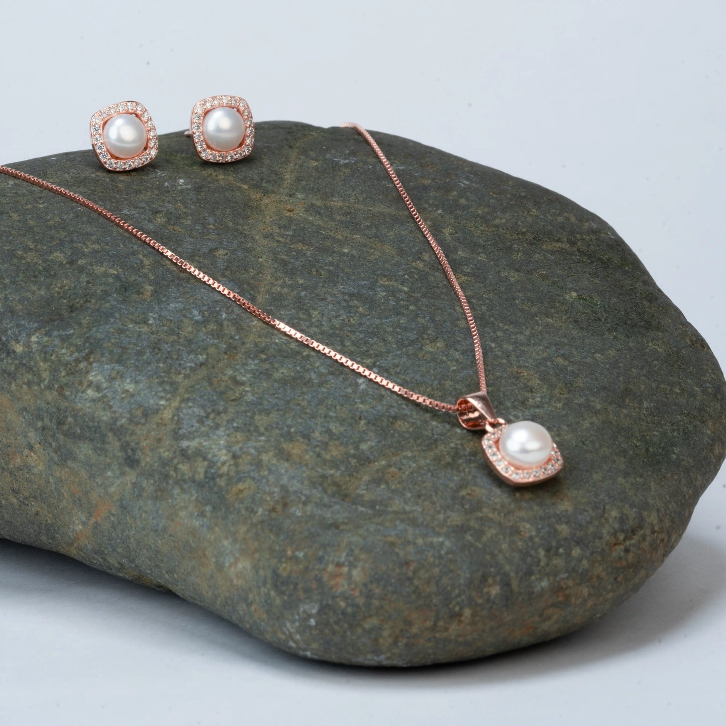 925 Sterling Silver | Pearl Luster Set of Earring and a Pendant with Chain