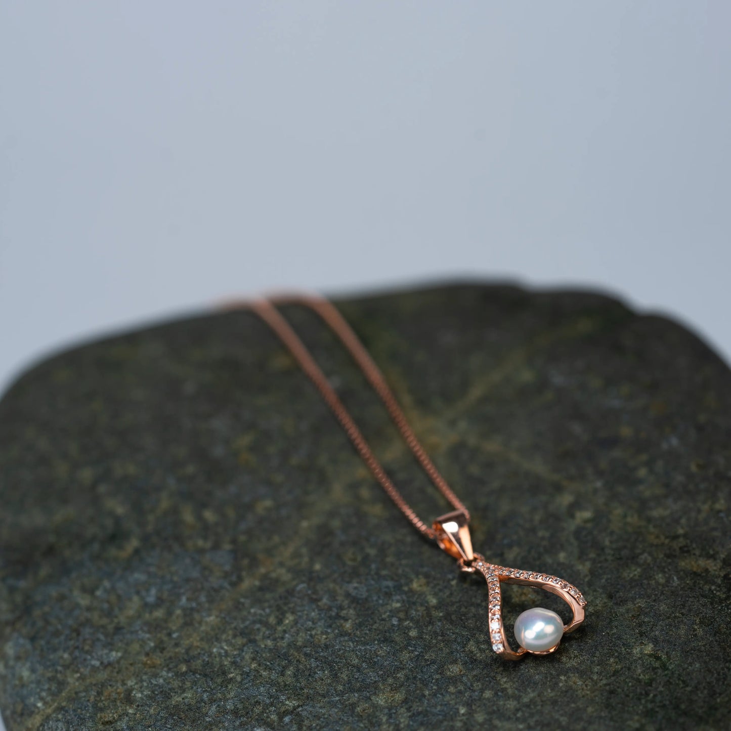 925 Sterling Silver | Rose gold Pearl Harmony Set of Earring and a Pendant with Chain