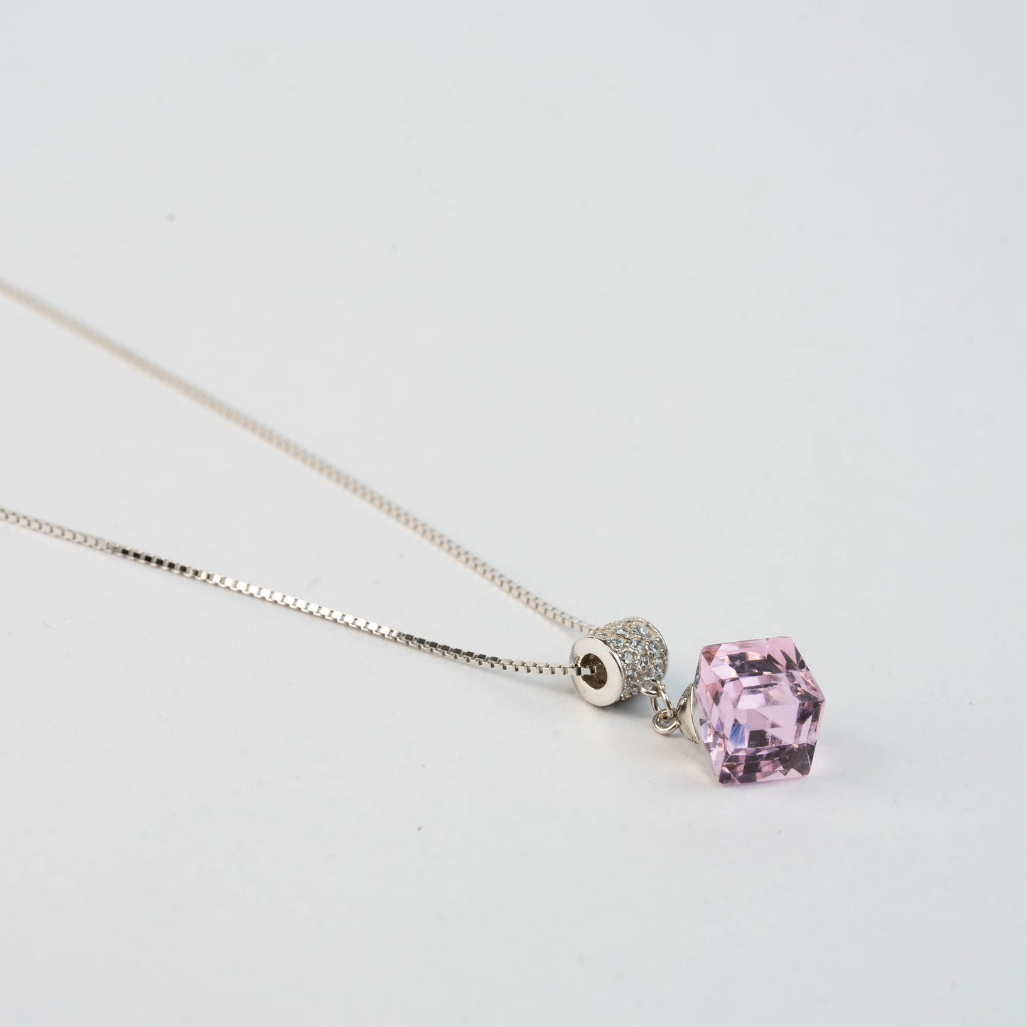 925 Sterling Silver | Radiance Rose Stone Pendant with Box Chain(Silver)