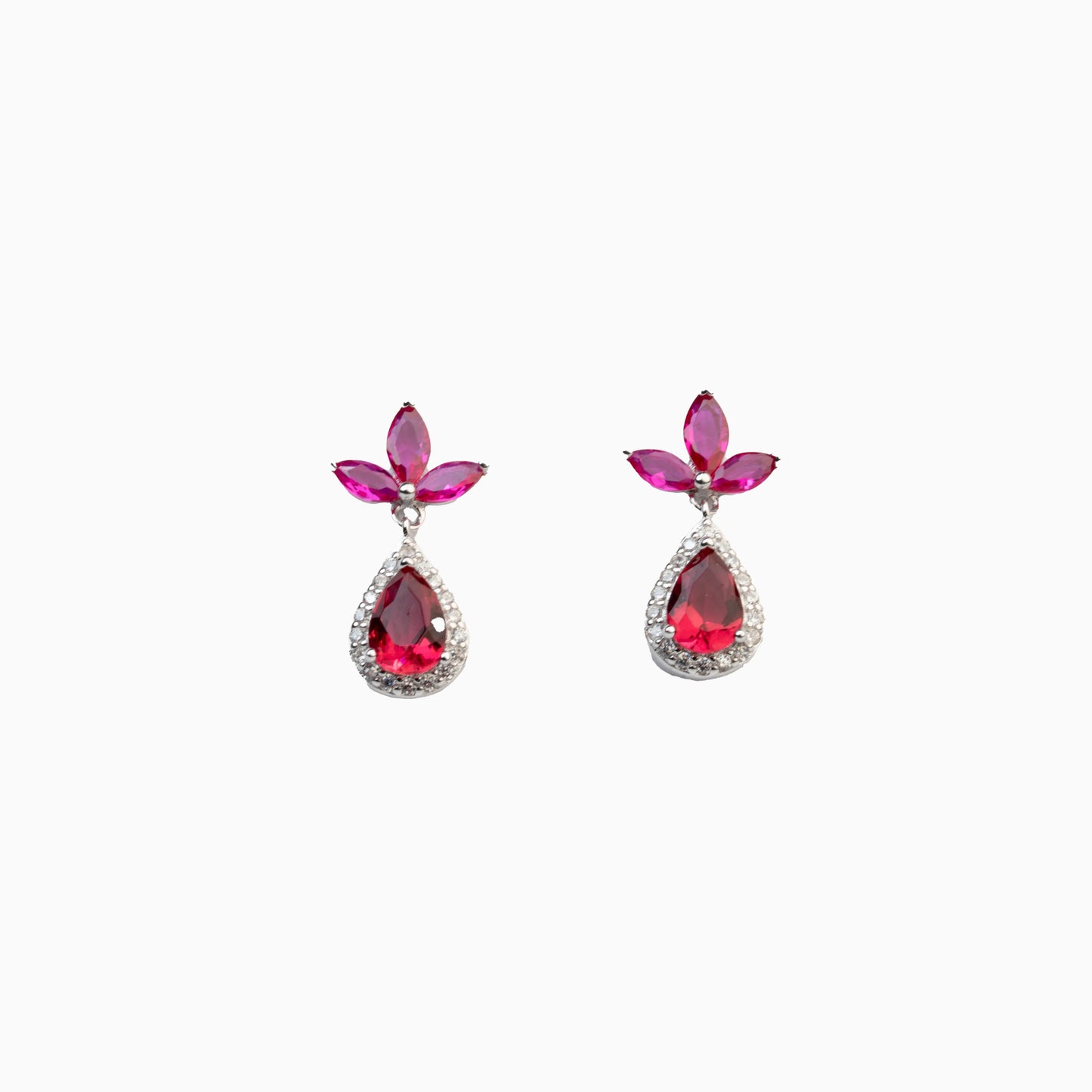 925 Sterling Silver | Ruby Blossom Earrings