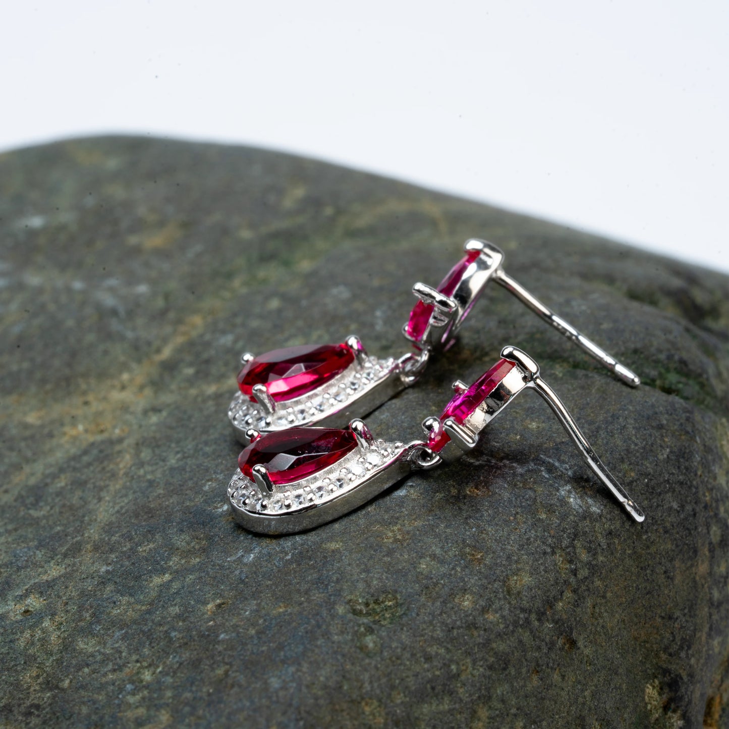 925 Sterling Silver | Ruby Blossom Earrings