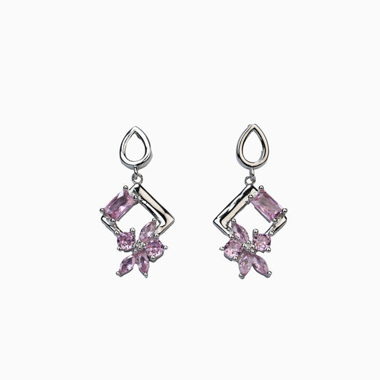 925 Sterling Silver | Crystal Cascade Earrings (Purple)