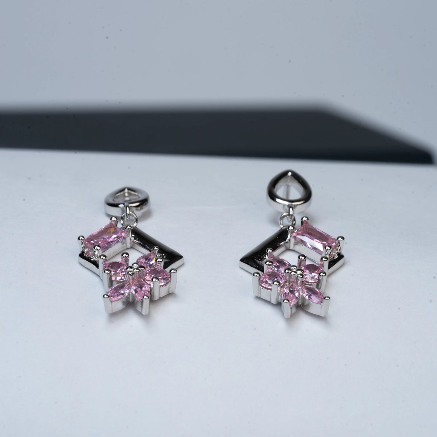 925 Sterling Silver | Crystal Cascade Earrings (Purple)