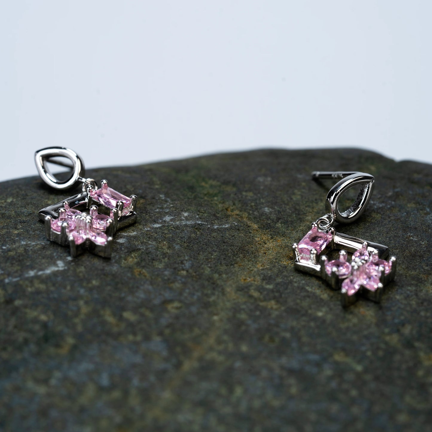 925 Sterling Silver | Crystal Cascade Earrings (Purple)