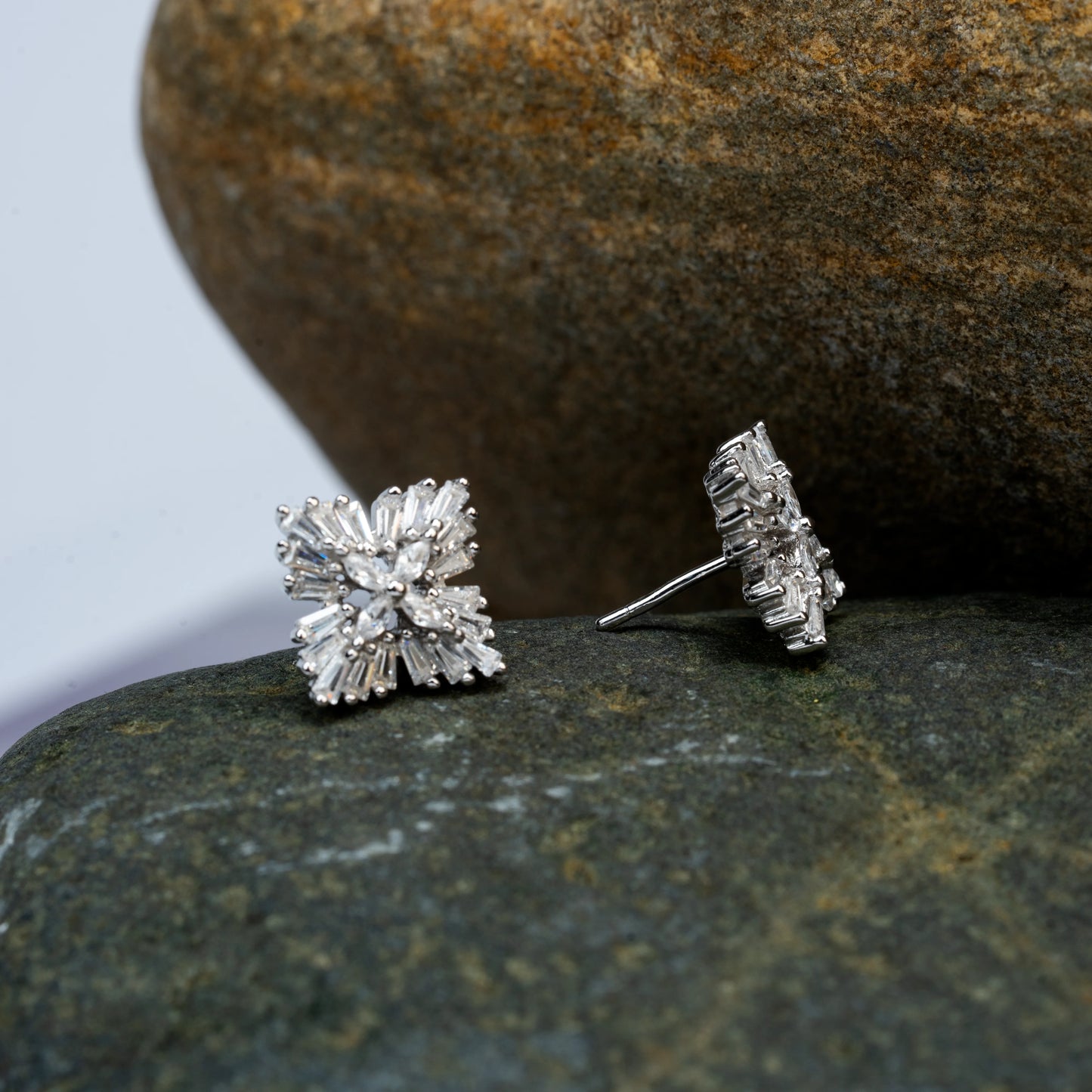 925 Sterling Silver | Glitz Blossom Earrings (Silver Finish)