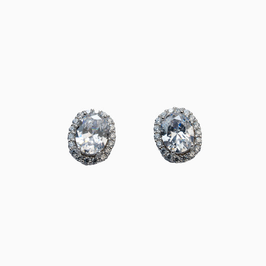 925 Sterling Silver | Oval Stellar Studs (Silver Finish)