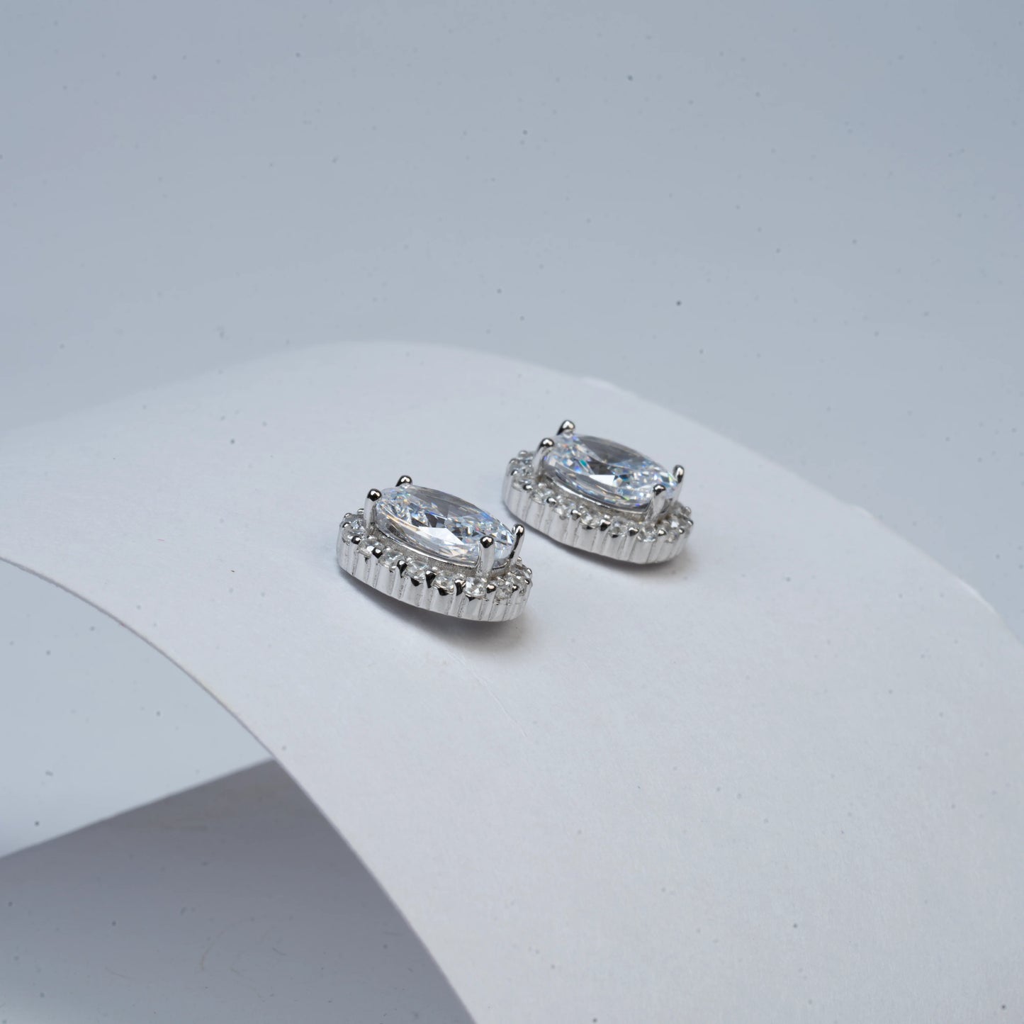 925 Sterling Silver | Oval Stellar Studs (Silver Finish)