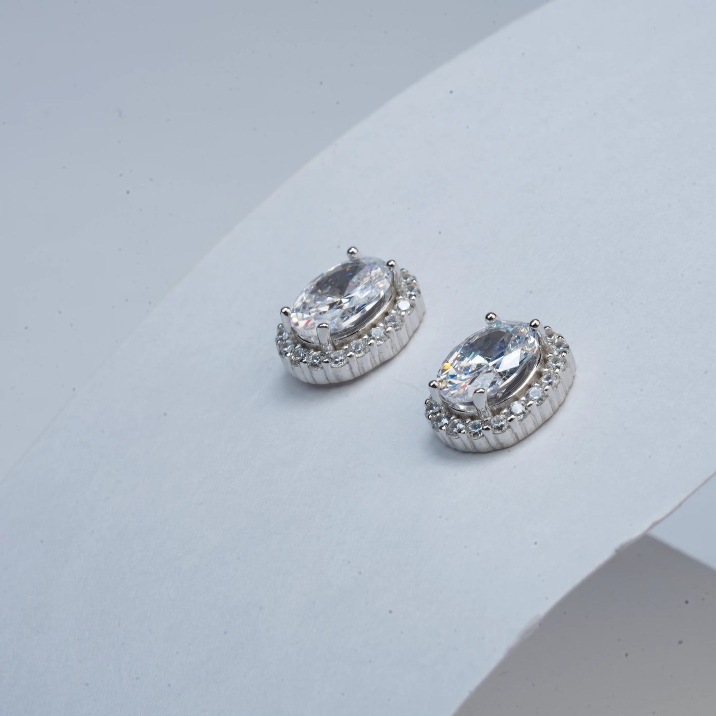 925 Sterling Silver | Oval Stellar Studs (Silver Finish)