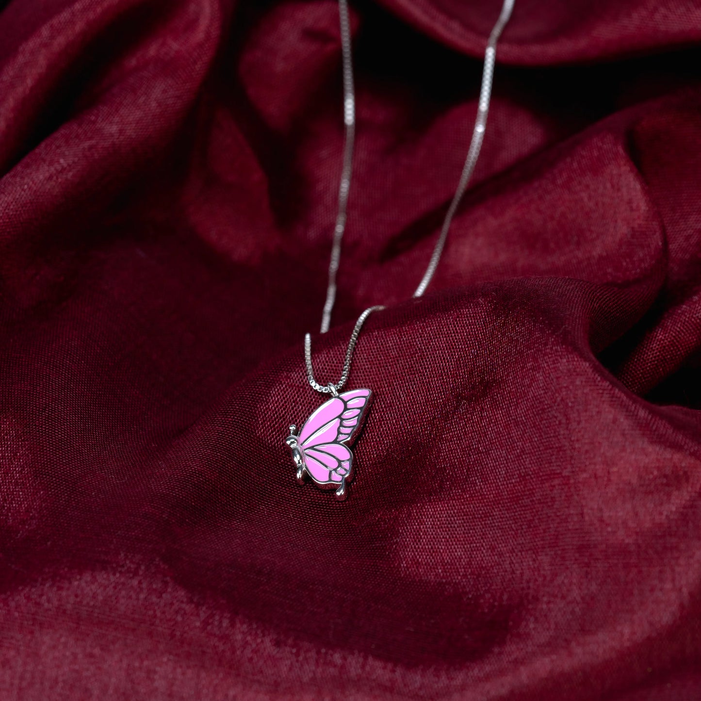 925 sterling silver | Pink Butterfly Necklace