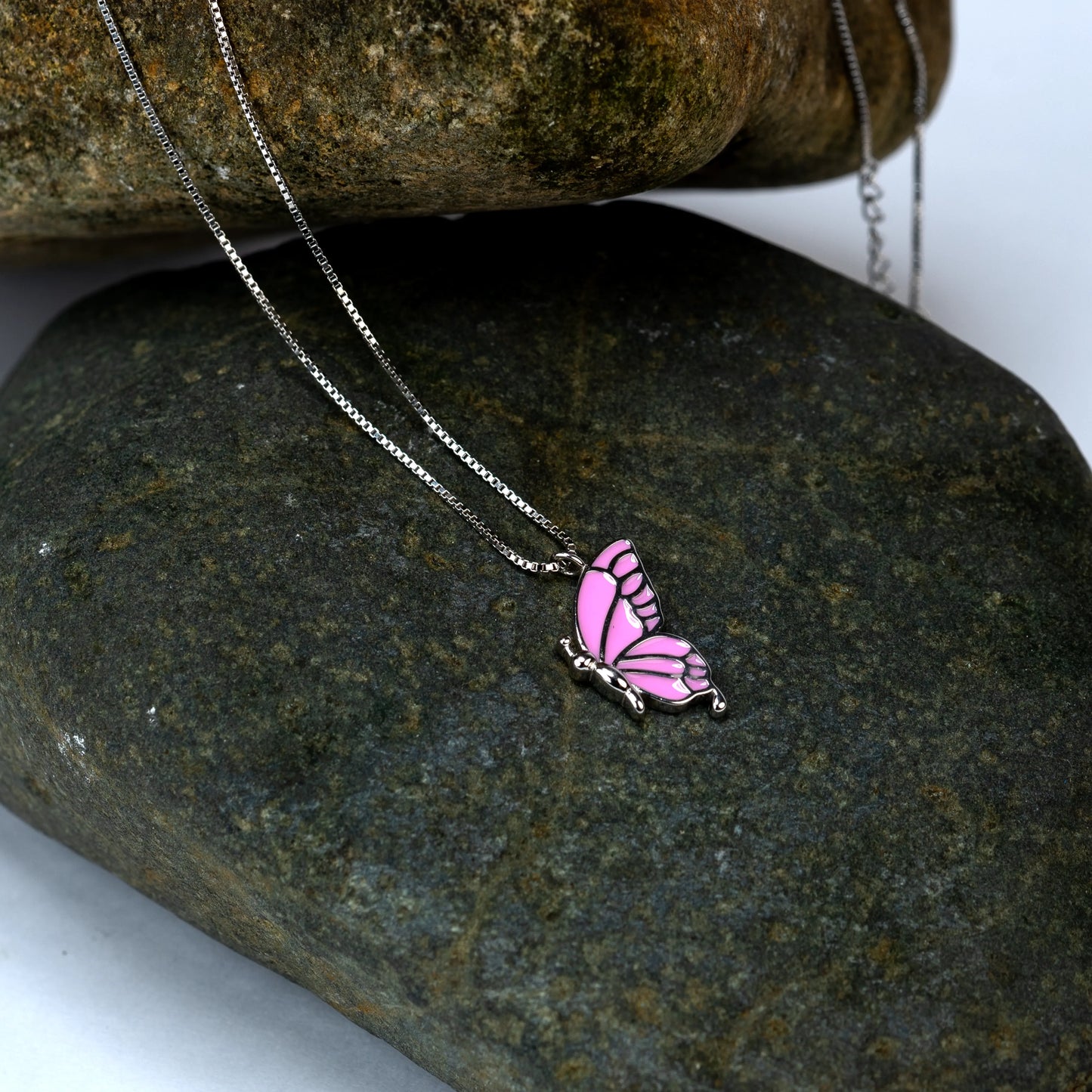 925 sterling silver | Pink Butterfly Necklace