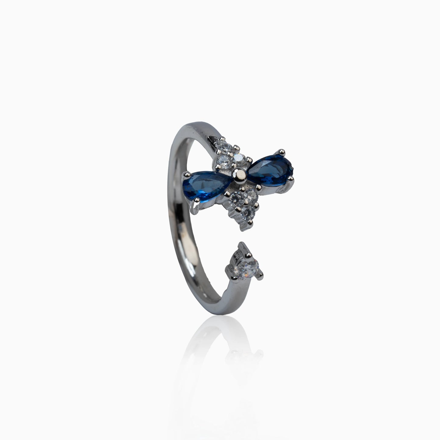 925 Sterling Silver | Mystic Blue Blossom Ring | Free Size