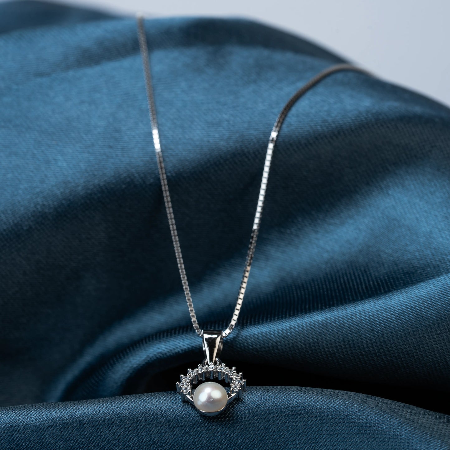 925 Sterling Silver | Orbital Pearl Set of Earring and a Pendant with Chain