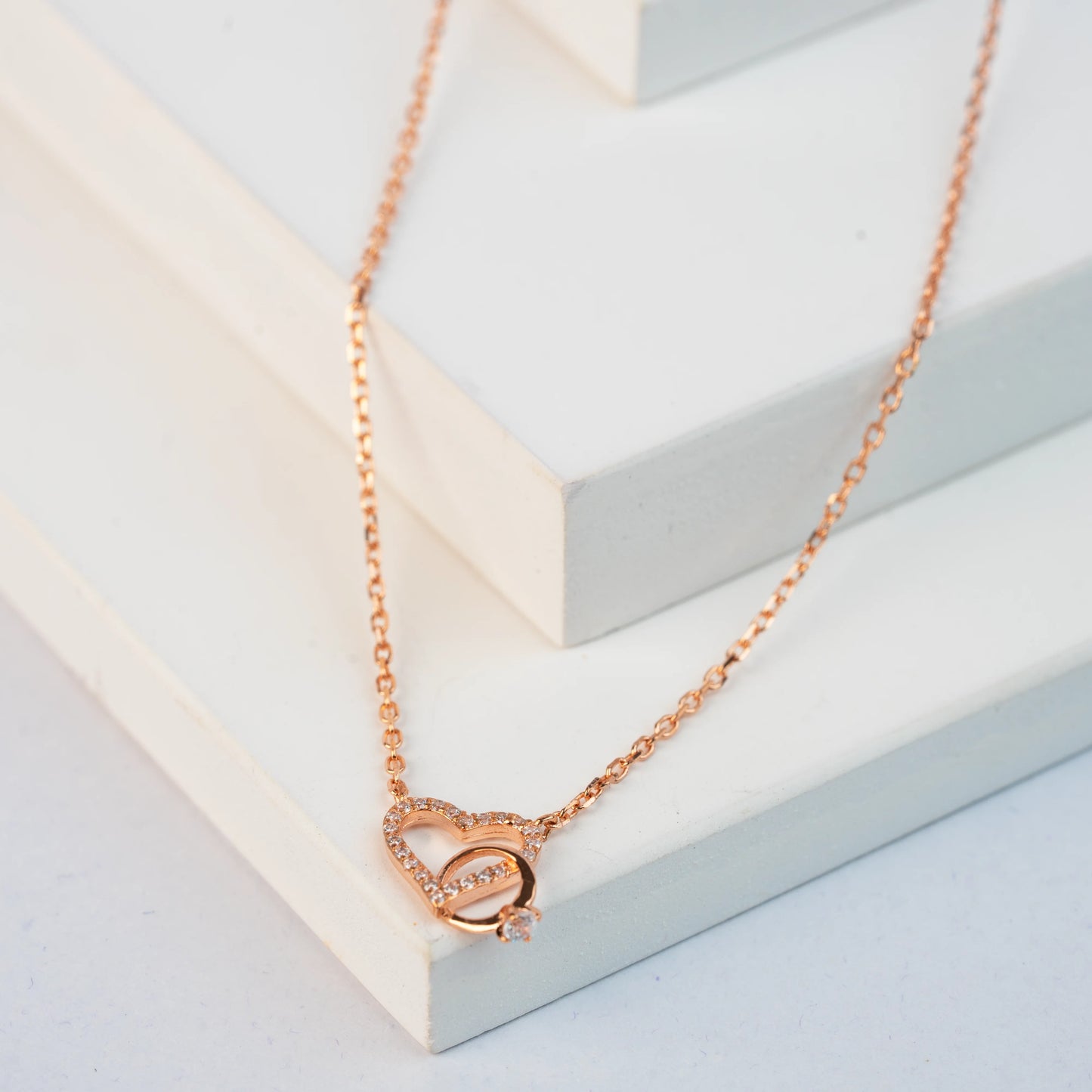 925 Sterling Silver | Heartfelt Link Ring Necklace