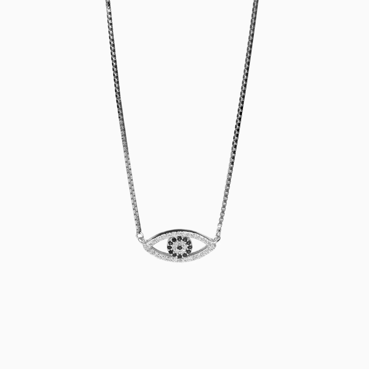 925 Sterling Silver | Silver Evil Eye Pendant with box chain