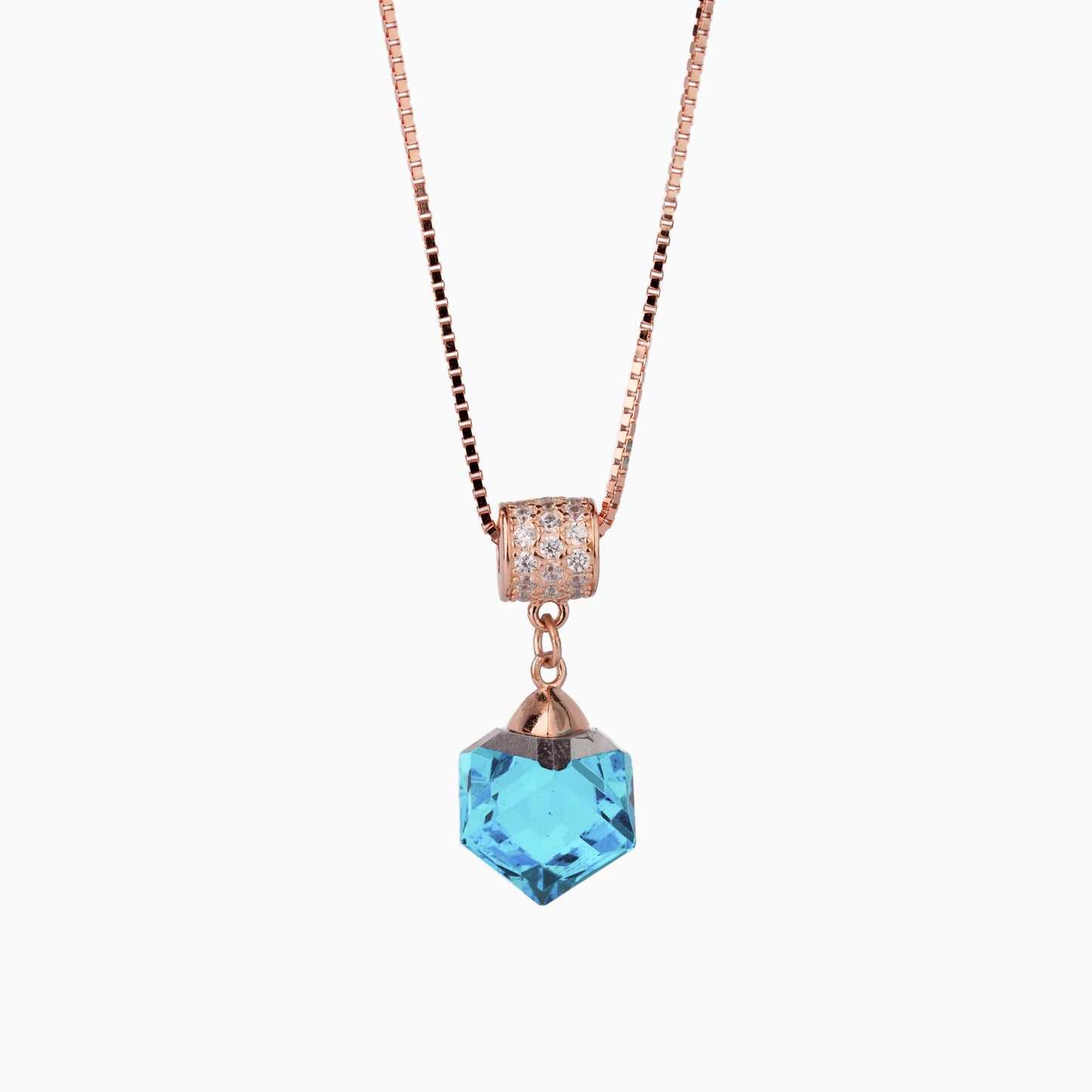 925 Sterling Silver | Radiance Blue Stone Pendant with Box Chain