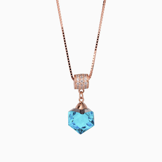 925 Sterling Silver | Radiance Blue Stone Pendant with Box Chain