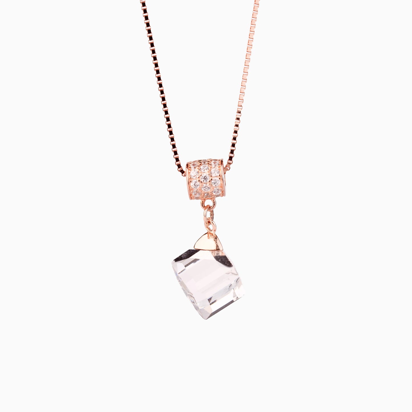 925 Sterling Silver | Radiance White Stone Pendant with Box Chain