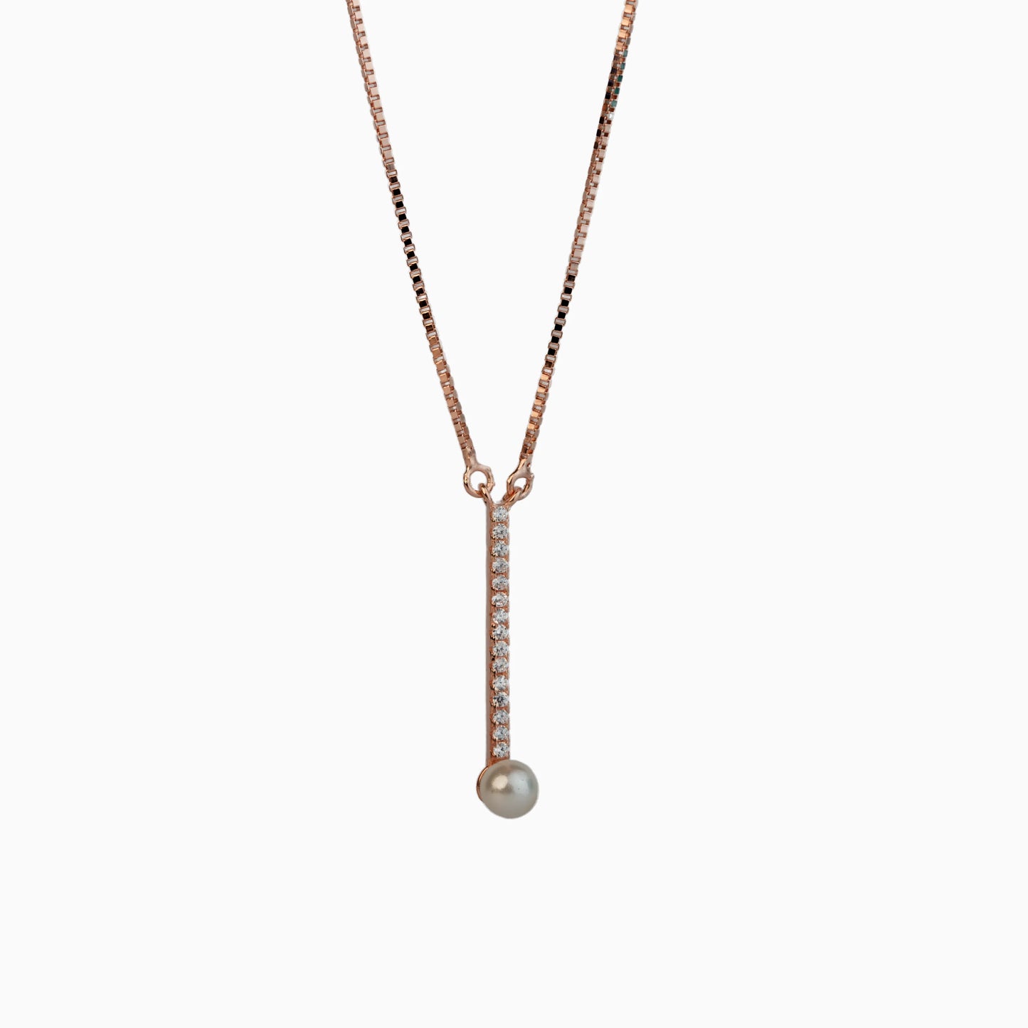 925 Sterling Silver | Pearl Wand Pendant with Box Chain