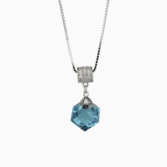 925 Sterling Silver | Radiance Blue Stone Pendant with Box Chain(Silver)