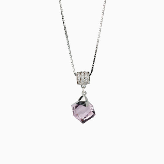 925 Sterling Silver | Radiance Rose Stone Pendant with Box Chain(Silver)